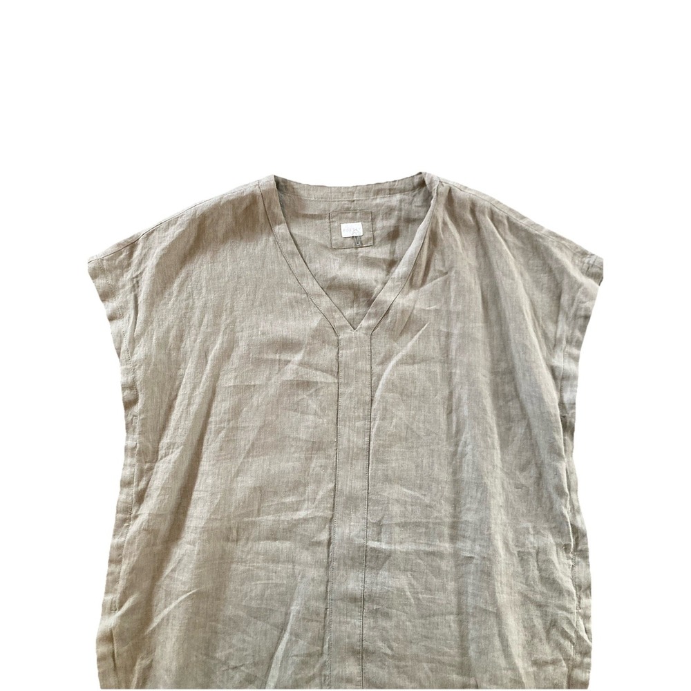 Poetry 100% Linen Lagenlook Coastal Resort Womens 12/14 Green Shirt Dress - Picture 3 of 11